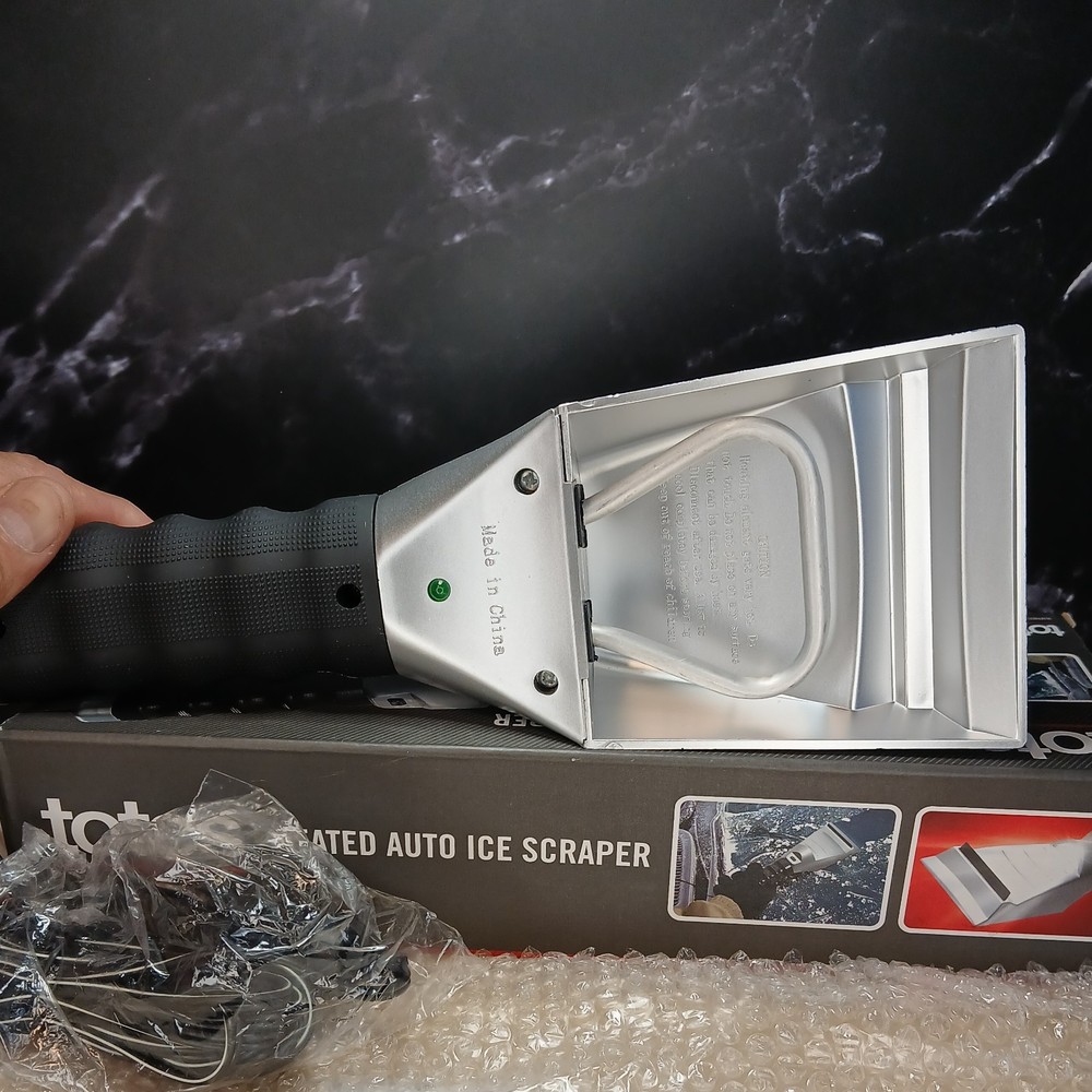 Totes Heated Auto Ice Scraper with a built-in flashlight.