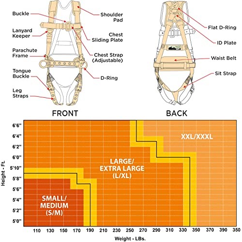 Demon Comfortable Fall Protection Harness Red Large-Extra Large Harness Only