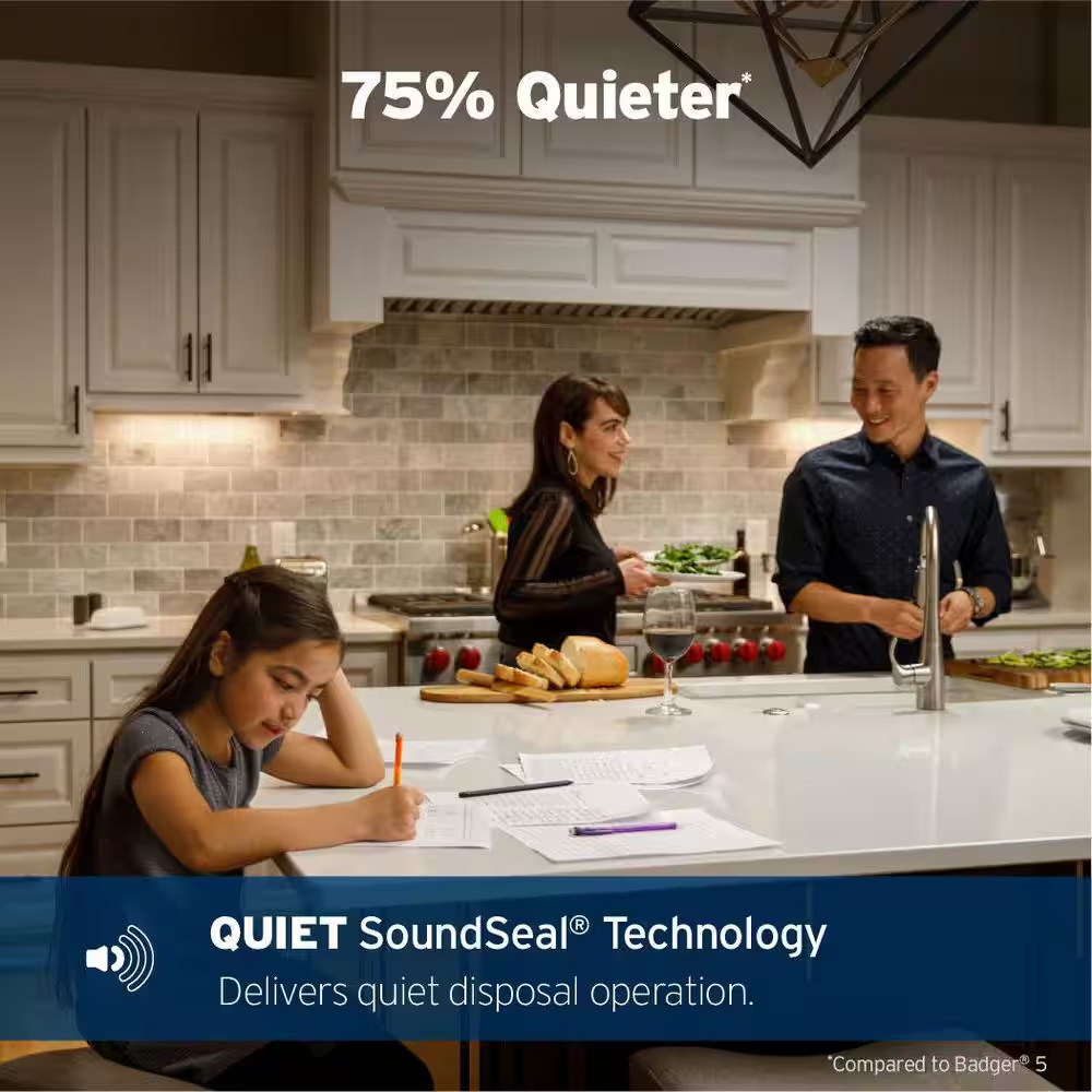 Evolution .75HP, 3/4 HP Garbage Disposal, Continuous Feed Food Waste Disposer W