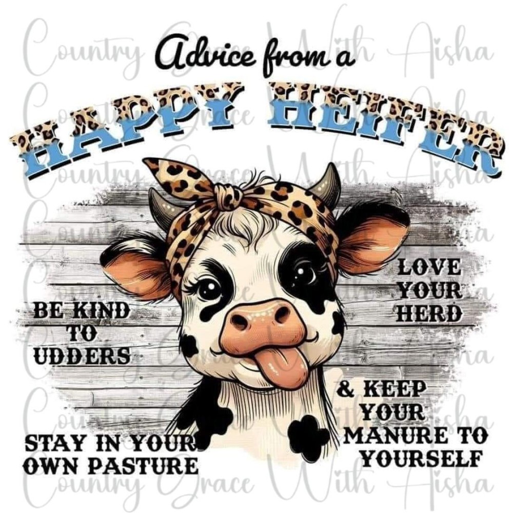 Sublimation Transfer Happy Heifer Ready To Press Heat Transfer