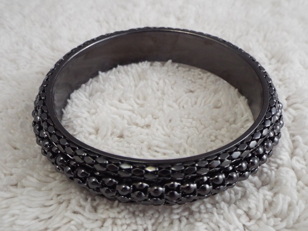 Gunmetal Mesh Chain Bangle Bracelet (D10)