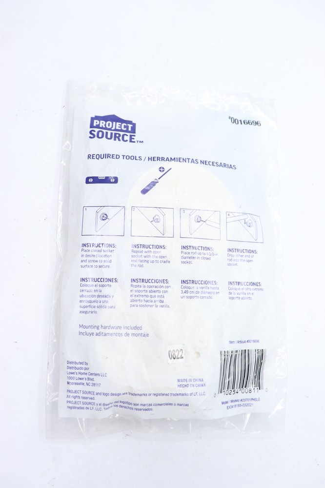 (2-Pk) Project Source Fixed Mount Rod Support Socket Set White 0016696