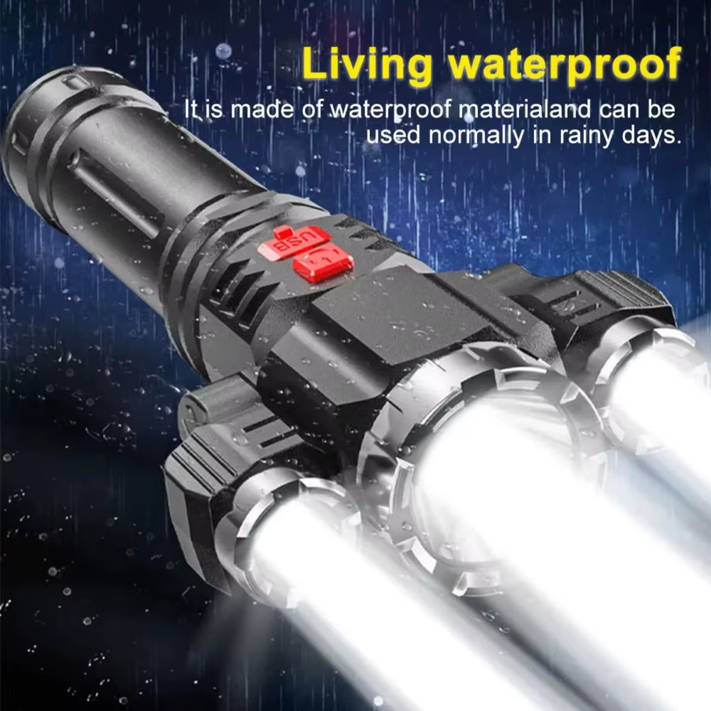 2PACK Super Bright 3-LED Flashlight Rechargeable Tactical Flashlights Work Light