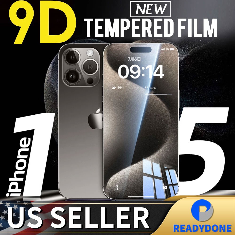 US 9D For iPhone 15 Pro Max Tempered GLASS Screen Protector