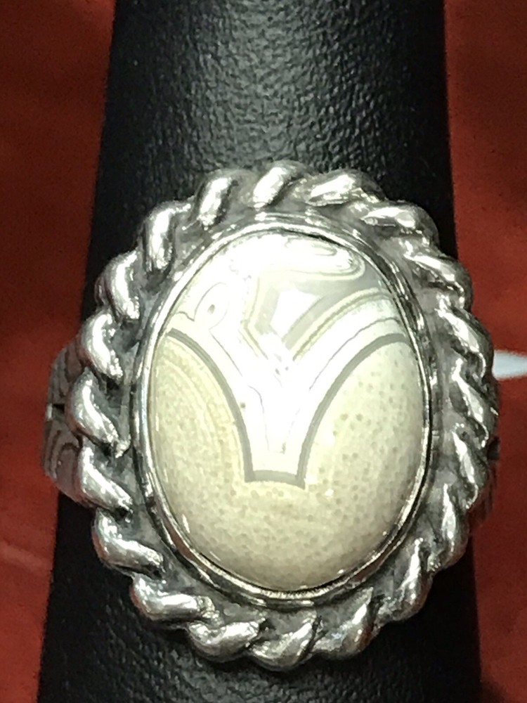 Sterling Silver White Agate Egg Ring Size 6 Handmade