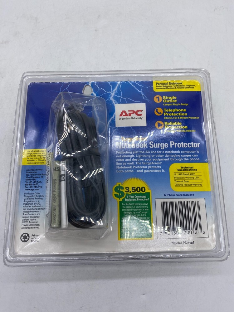 APC SurgeArrest Notebook Laptop Portable Surge Protector PNote1