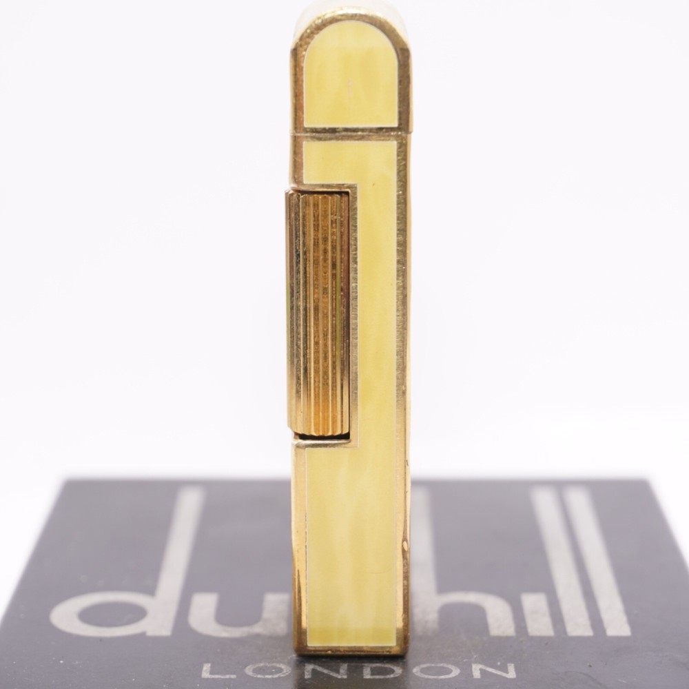 Dunhill Dome Lighter Gold plated with Yellow Lacquer_ Fully Working Condition