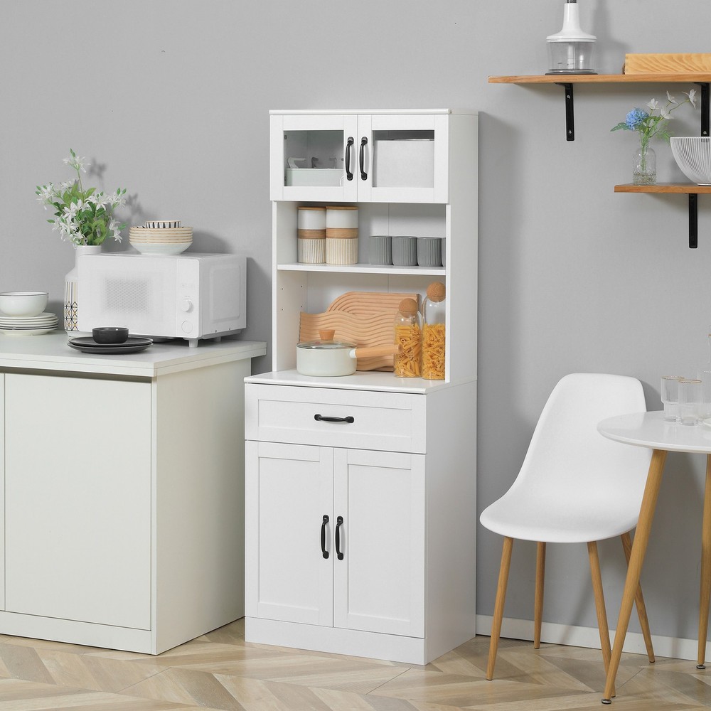 Kitchen Storage Cabinet, Pantry Organizer with 4 Doors, White