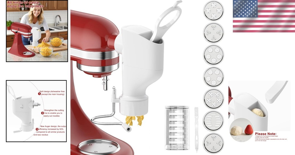 Kitchenaid Pasta Press Attachment - 7 Plates Included