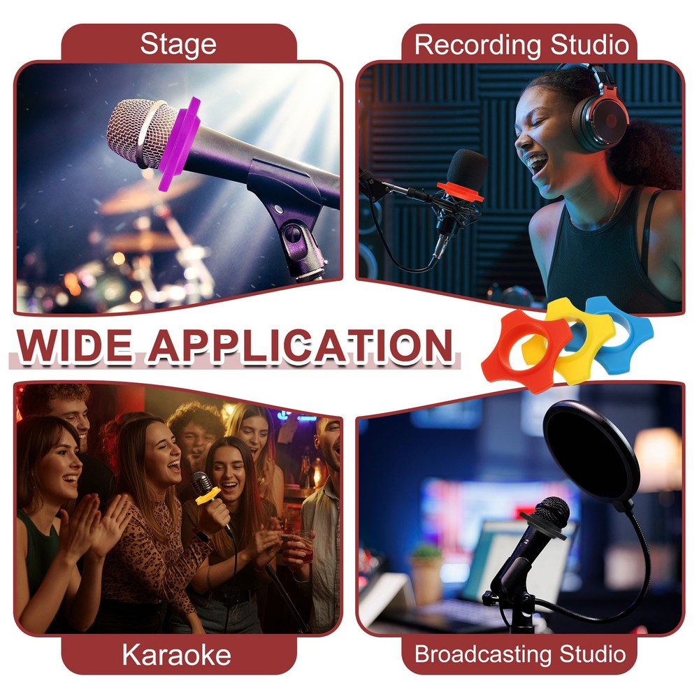 Microphone Anti-Roll Rubber Rings, 5 Pack & 1.4 x 2.9" & Blue