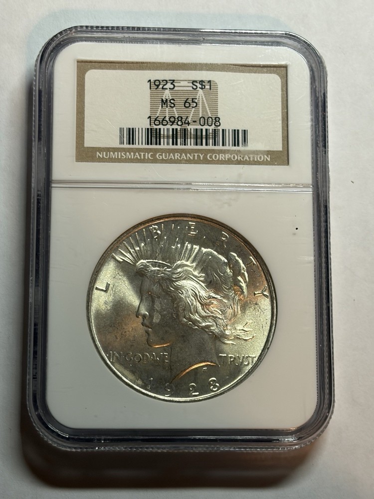 1923 $1 PEACE SILVER DOLLAR NGC MS65 BLAST WHITE NICE GRADE
