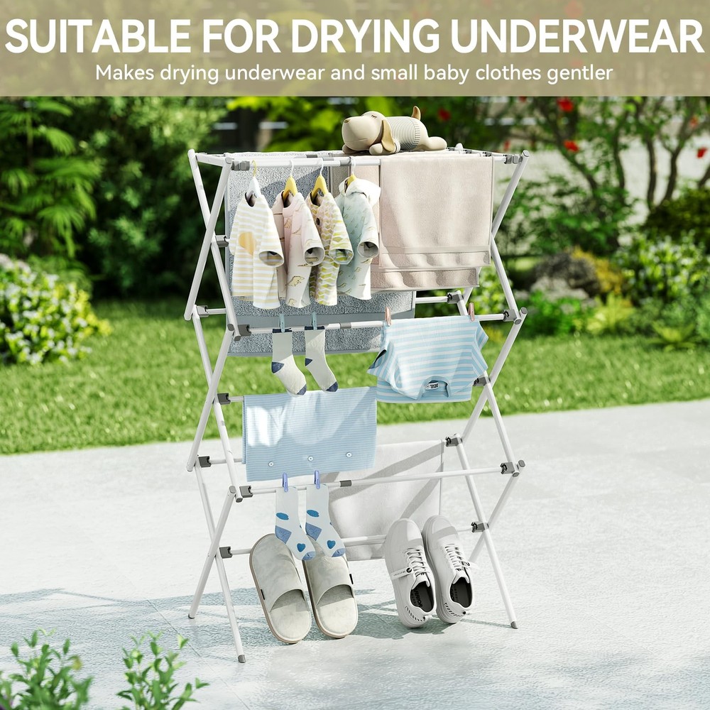 Clothes Drying Rack, Foldable & Extendable Laundry Rack with Adjustable Size ...