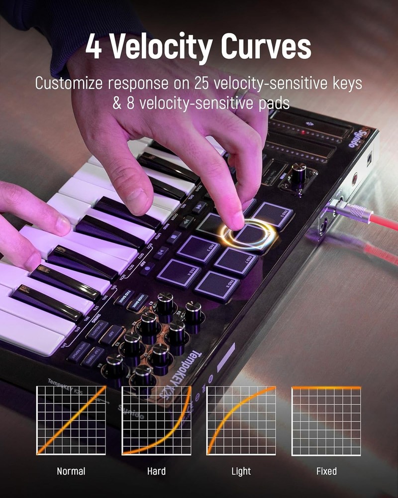 Synido 25 Key USB MIDI Keyboard Controller with 8 Drum Pads, Beat Maker Machine