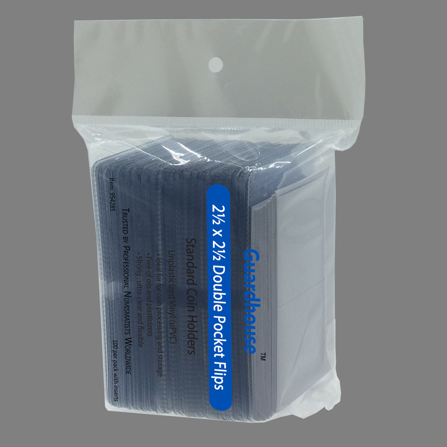 2.5 x 2.5 Double-Pocket Unplasticized Coin Flips with Inserts - Pack of 100