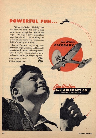 1/2 A profile "Firebaby " Jim Walkers first U-Control plans