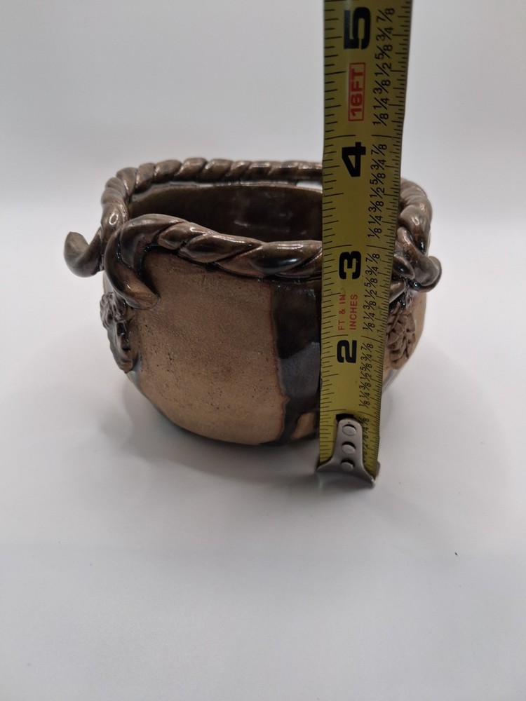 Vintage Studio Art Pottery Bowl Hand Coiled Brutalist Design Signed