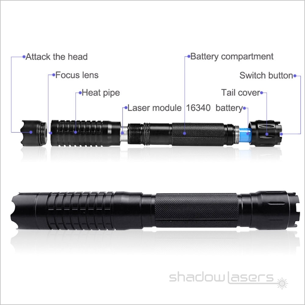 Adjustable Focus Laser Pointer Cyan 488nm Flashlight Visidle Beam Light+GiftCase