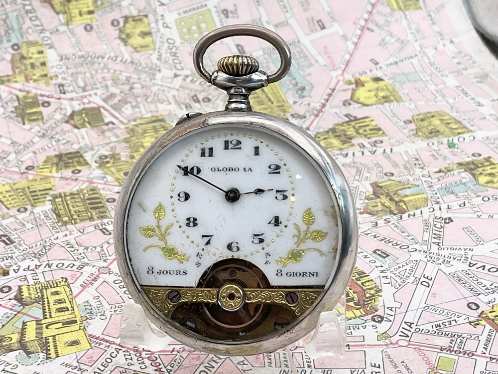 Globe . Emile Gander . 8 days. Silver . 1893 . POCKET WATCH