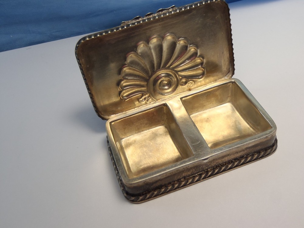 Antique 1892 Howard Co Sterling Silver 2 Compartment Stamp Box