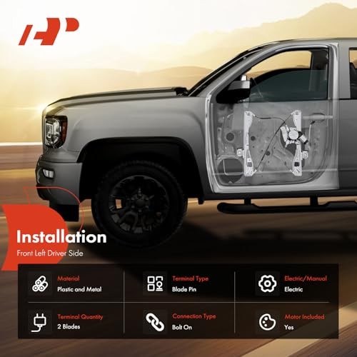 Electric Power Window Regulator with Motor Compatible with Front Driver (LH)