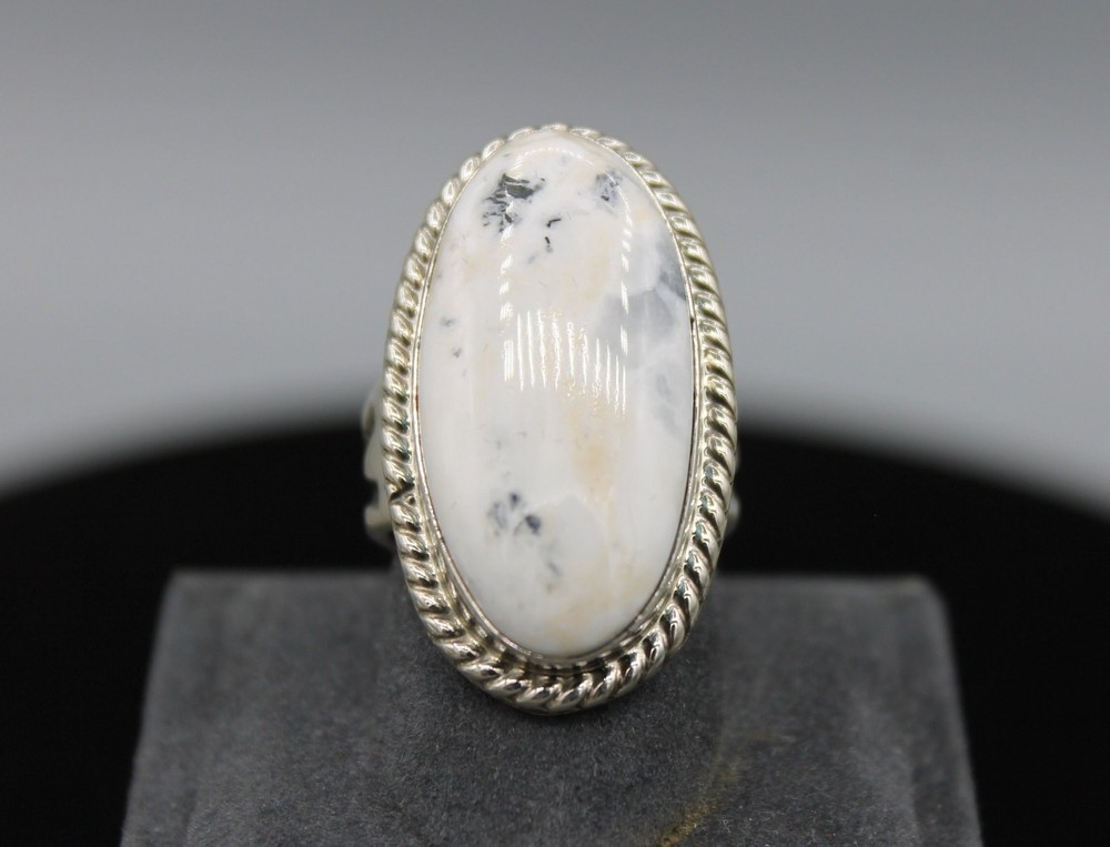 Navajo Sterling Silver White Buffalo Statement Ring