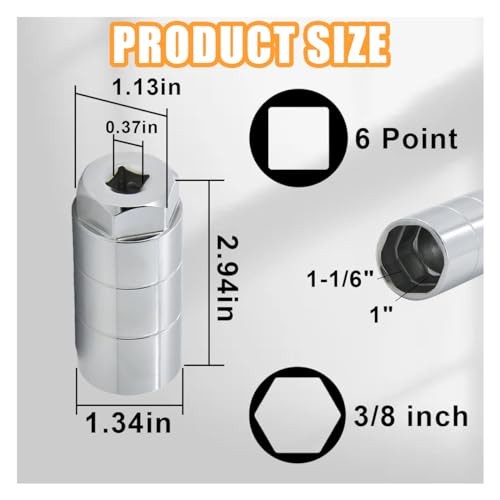 Oil Pressure Switch Socket, 1 1/16" Socket Switch Fits 3/8" Drive or 1 Silver