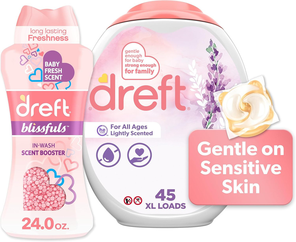 Laundry Bundle:  Detergent Pacs, Lightly Scented, Lavender, HE Compatible, 45 Co
