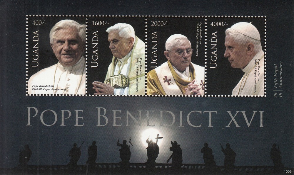2011 Uganda Pope Benedict complete set of 8  MNH