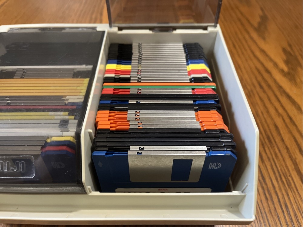 Disk case with 74 3 and a half inch disks