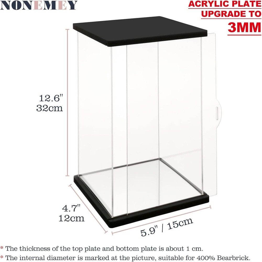 Clear Acrylic Display Case with Remote Control Light for 400% Bearbrick, Dust...
