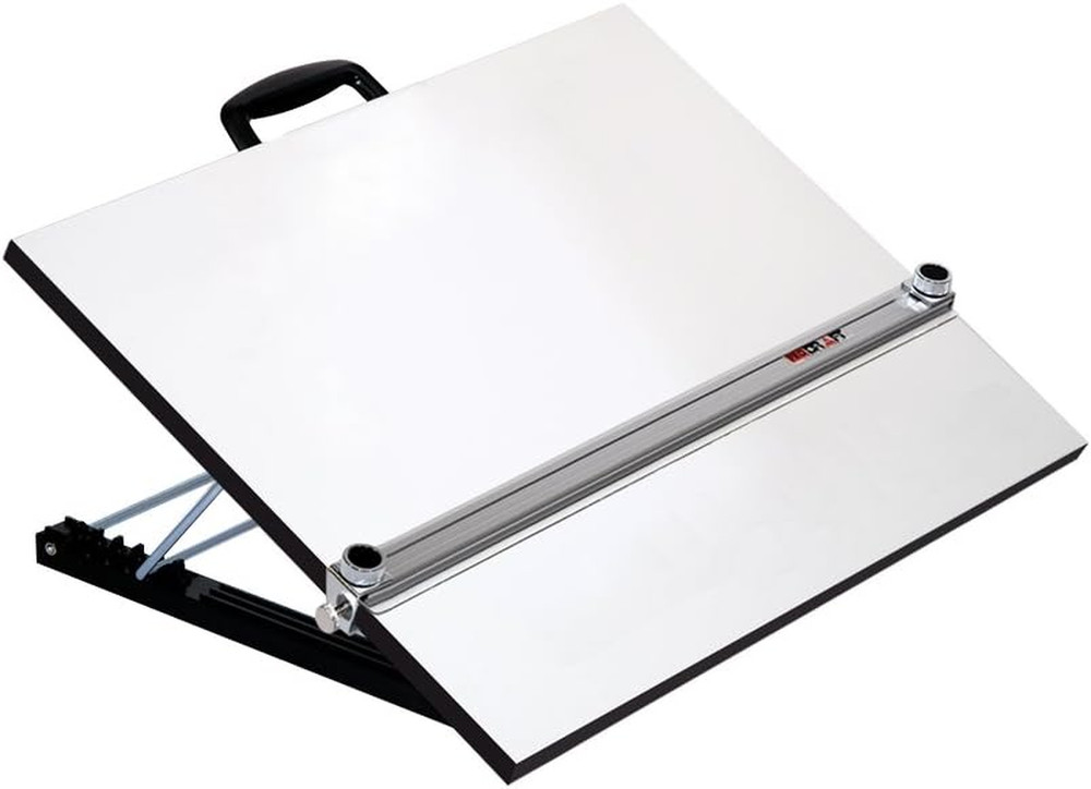 20" X 26" Pro-Draft Deluxe Adjustable Angle Parallel Drawing Board, White Melami