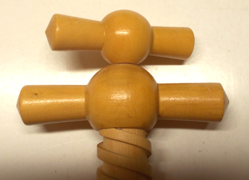 Vintage Wooden Corkscrew Cork Puller Dual Handle 8 Sided