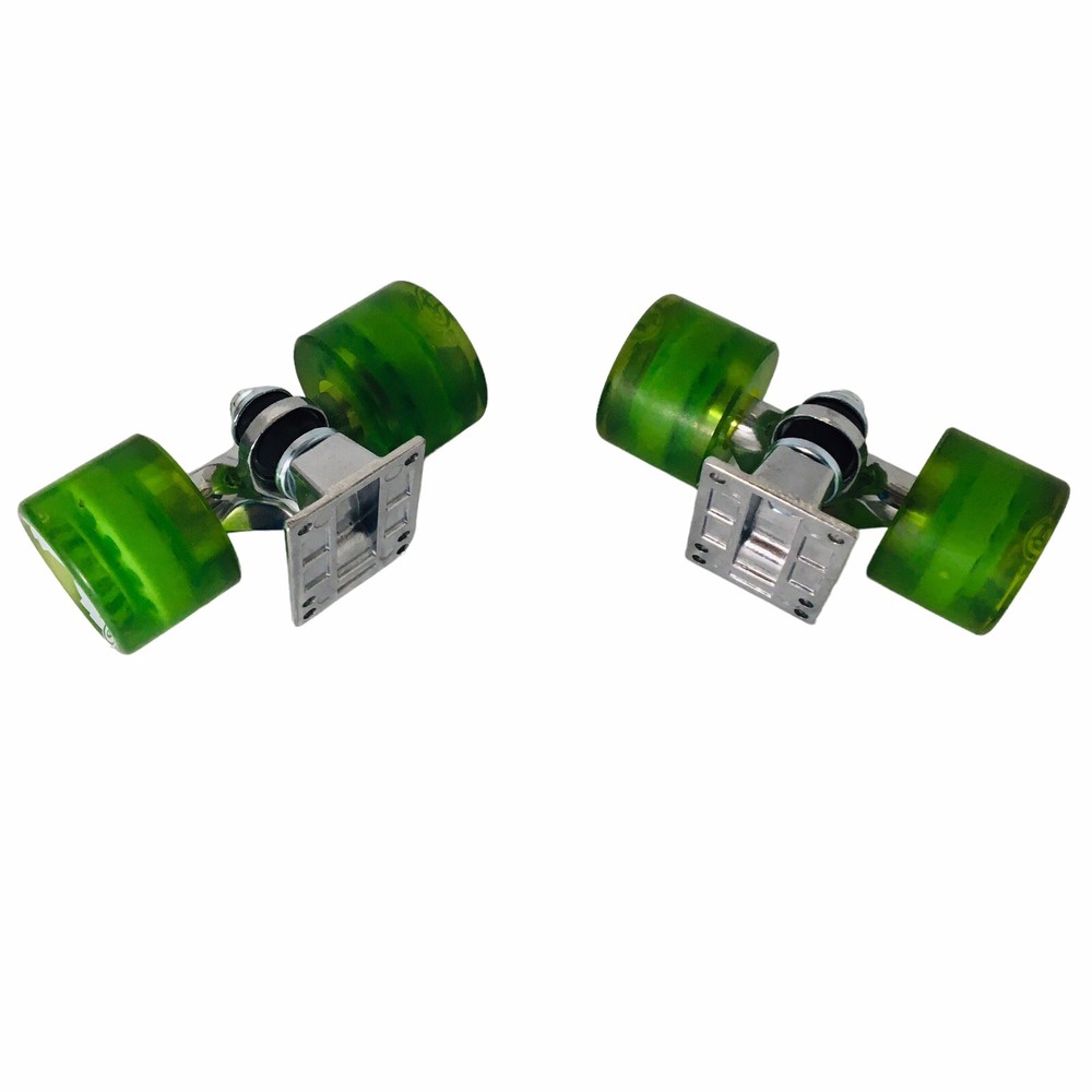 Skateboard Wheels Green Translucent w/Baseplate & Hardware