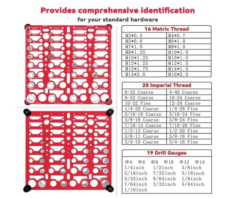 55 Thread Checker - Nut and Bolt Thread Checker Standard and Metric, Bolt Size,