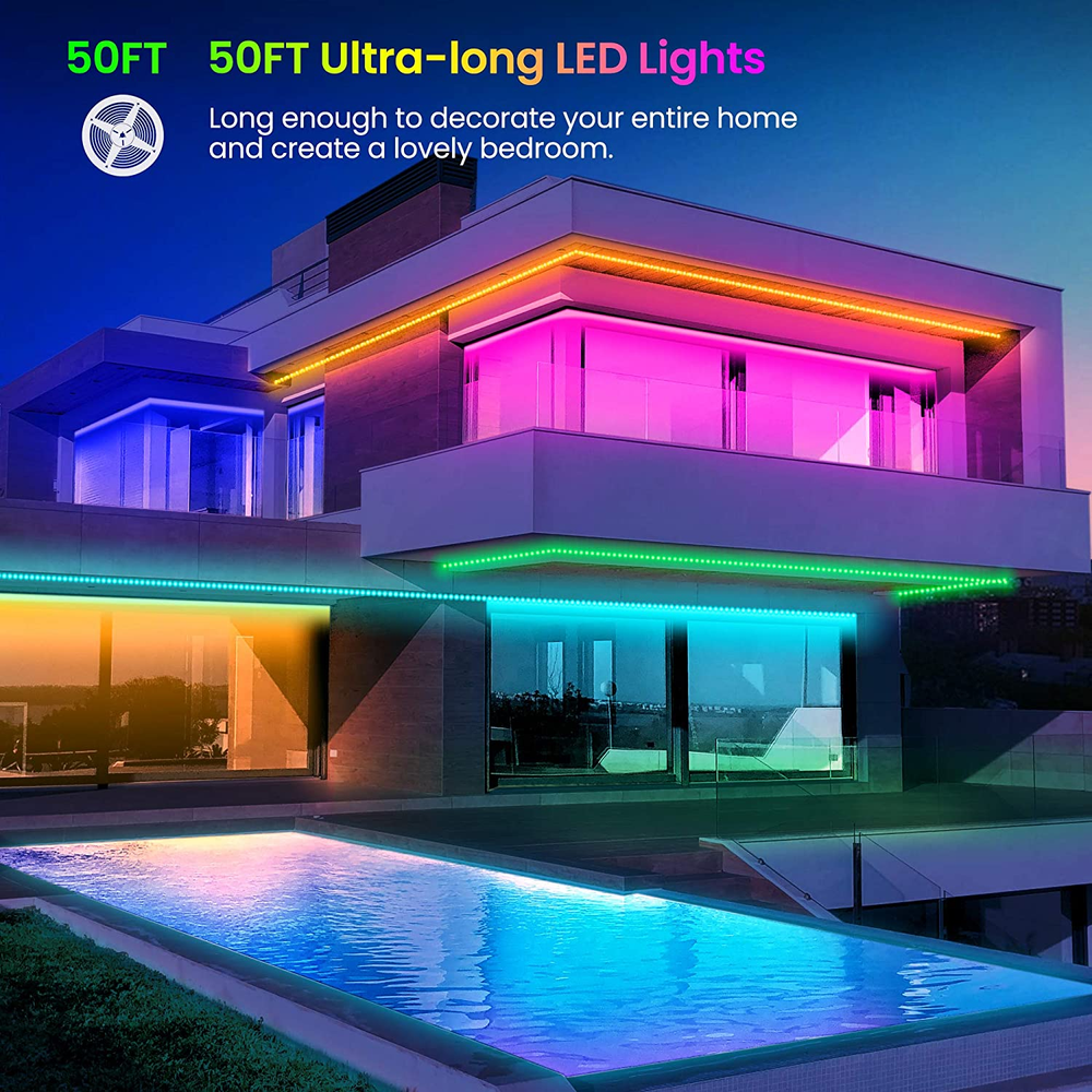 Bluetooth LED: Music Sync, Color Change, Phone Control, Remote (App+Remote+Mic)