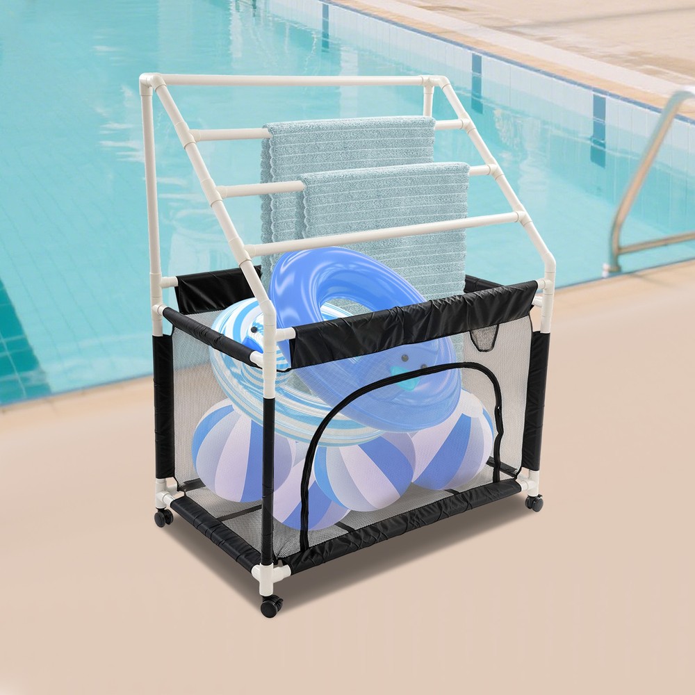 Rolling Pool Noodle Storage Organizer Bin Mesh Organizer for Swimming Equipments