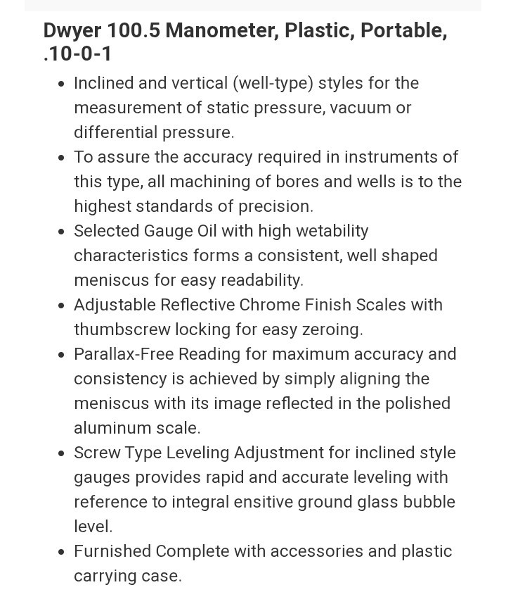 DWYER 100.5 Manometer