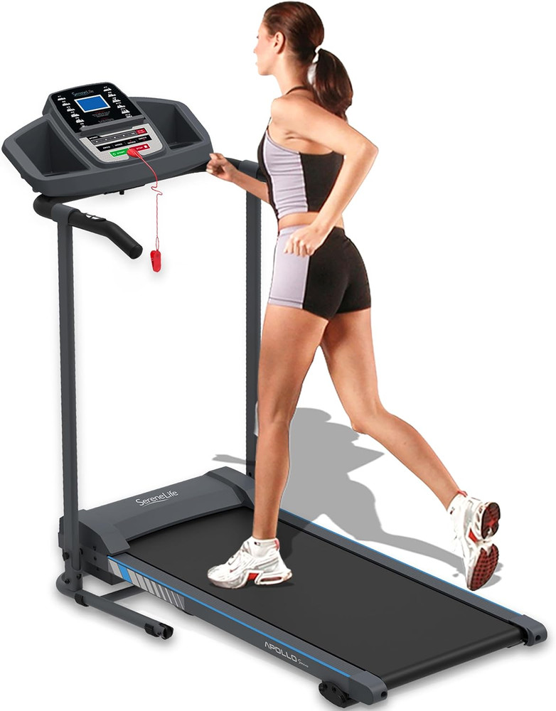 Electric Folding Treadmill – Compact Digital Running & Walking Machine with Blue