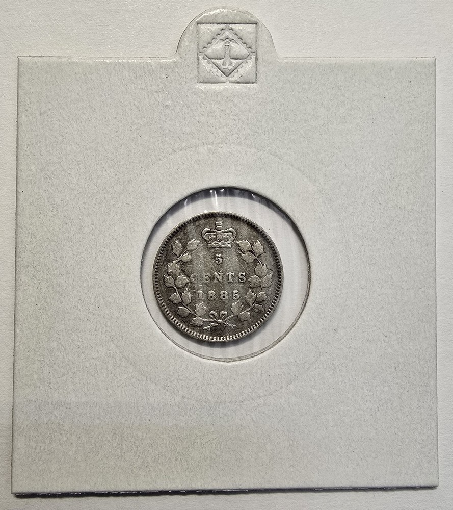 1885 Canada 5c - Silver - Vf + Beautiful