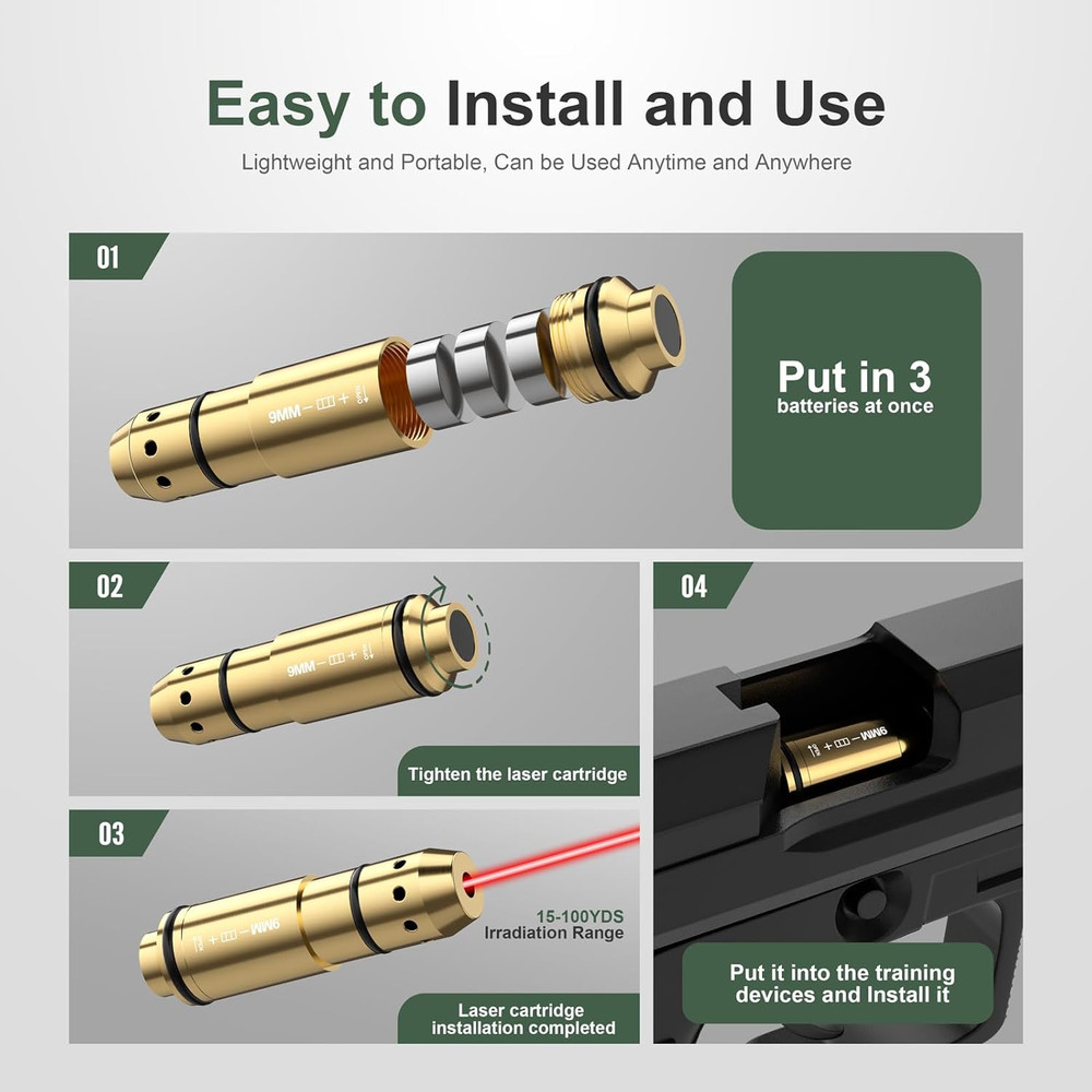 9Mm Laser Training Cartridge Dry Fire Laser Training System for Dry Fire Practic