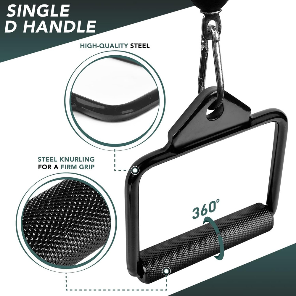 Cable Machine Attachment, Double D Handle & Tricep Rope Cable Attachment, Weight