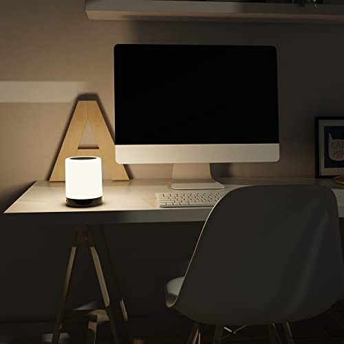 Touch Control Bedside Lamp with Bluetooth Speaker, Dimmable Night Light, Black