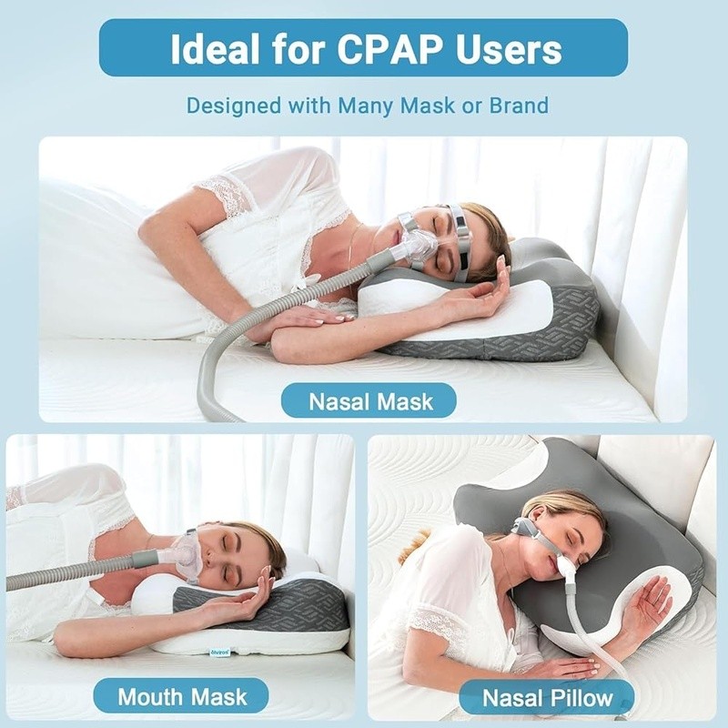 CPAP Neck Pillow Ergonomic Memory Foam Adjustable Height Side Sleepers Support