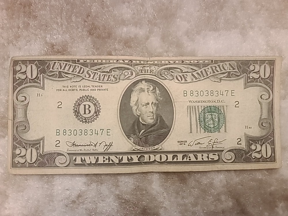1974 $20 OFFSET/MISALIGNED ERROR FEDERAL RESERVE NOTE