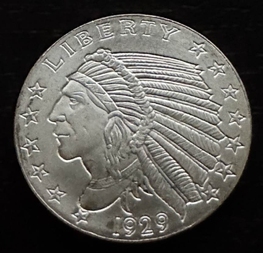 Silver 1/10 oz Incuse Indian Round, .999 Silver
