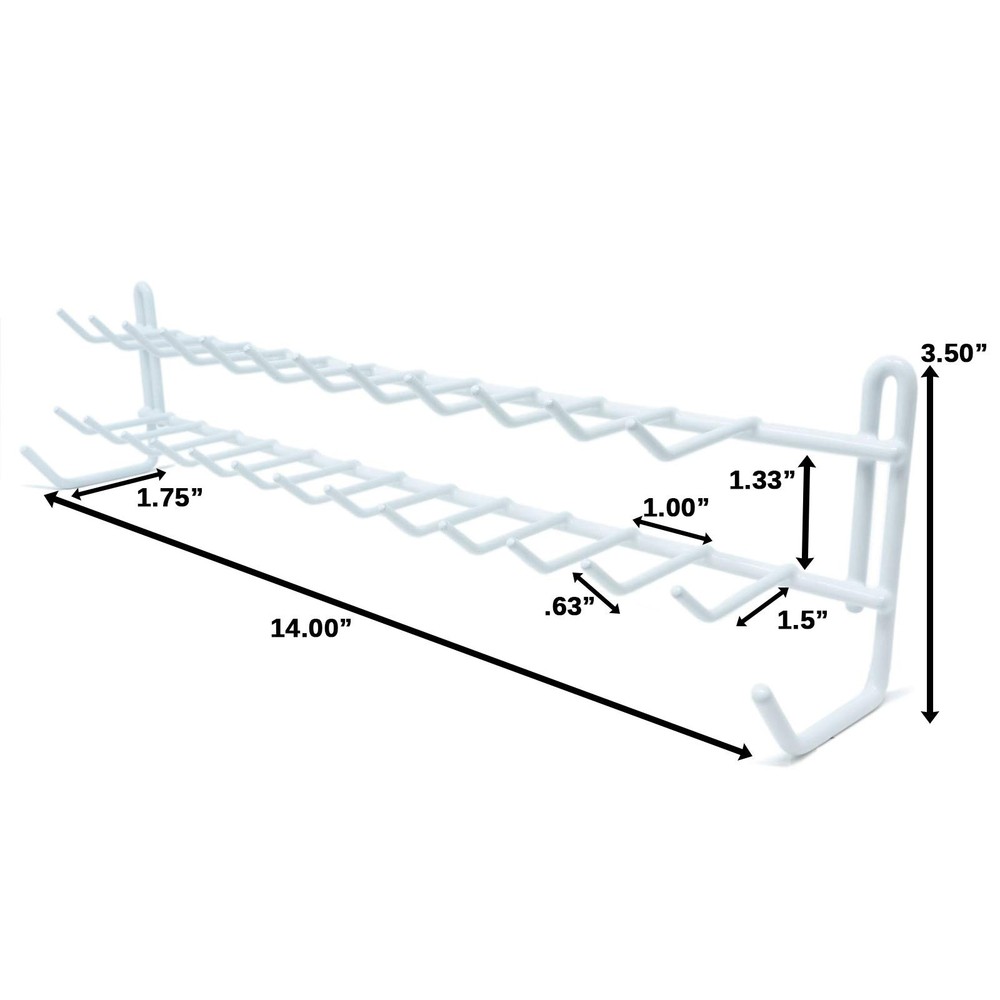 Huji Wall Mount Tie and Belt Rack Organizer, White (2 Pack)