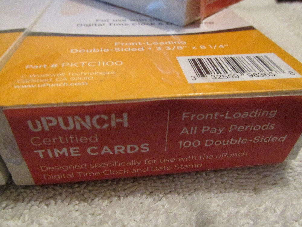 New SEALED 500 uPunch Certified Digital Time Clock Cards Front Loading 2 sided