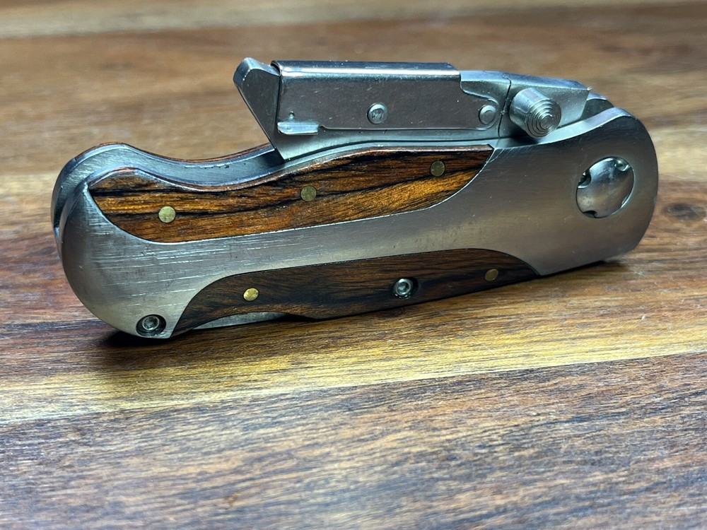 VINTAGE WOOD HANDLE FOLDING POCKET RAZOR KNIFE REPLACEABLE Blade