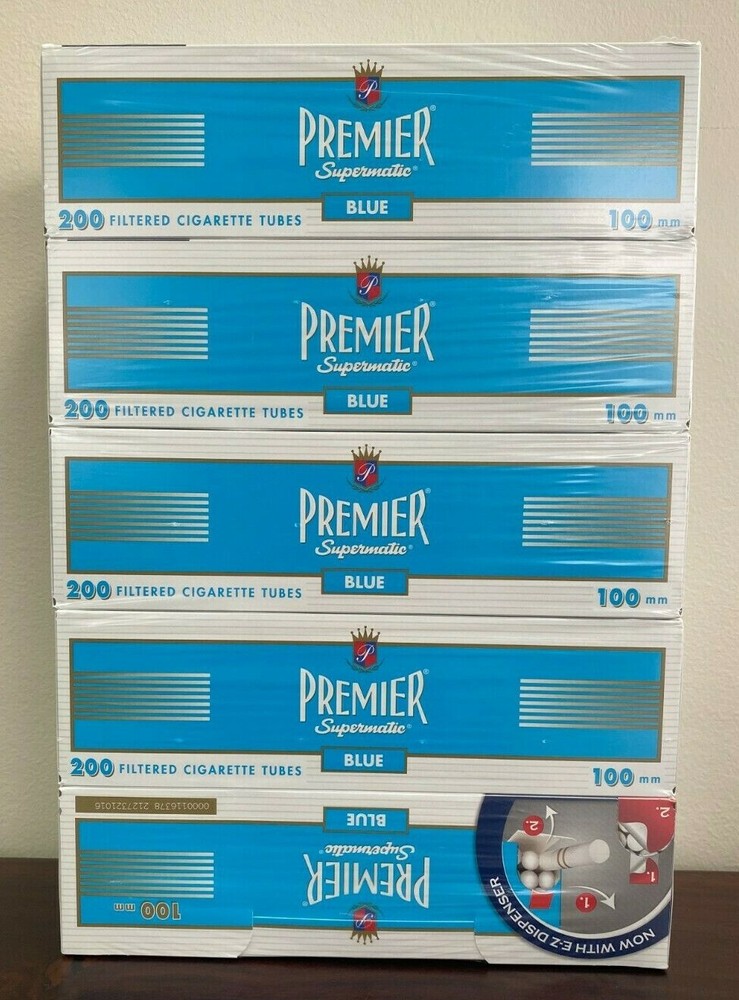 Premier Blue Light - 100 Cigarette Tubes 5-Boxes~Ships in Box