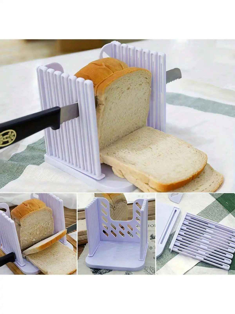 Adjustable Bread Slicer Guide Foldable Plastic Cutter Tool
